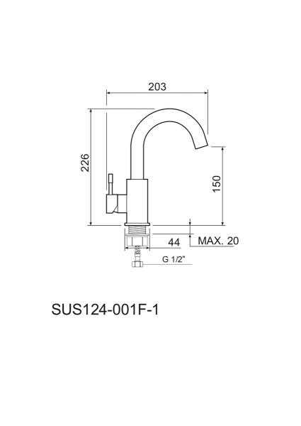 Смеситель  для раковины РМС SUS124-001F-1 Нержавеющая сталь