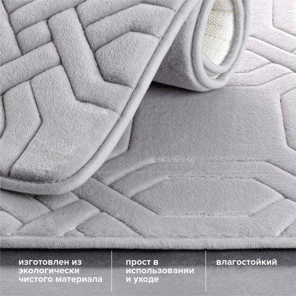 Изображение коврик для ванной комплект серый рмс кк-09сс-40х60/50х80
