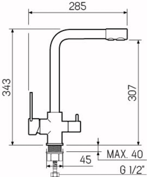 Смеситель  для кухни с подключением фильтра РМС SL130-015F Хром